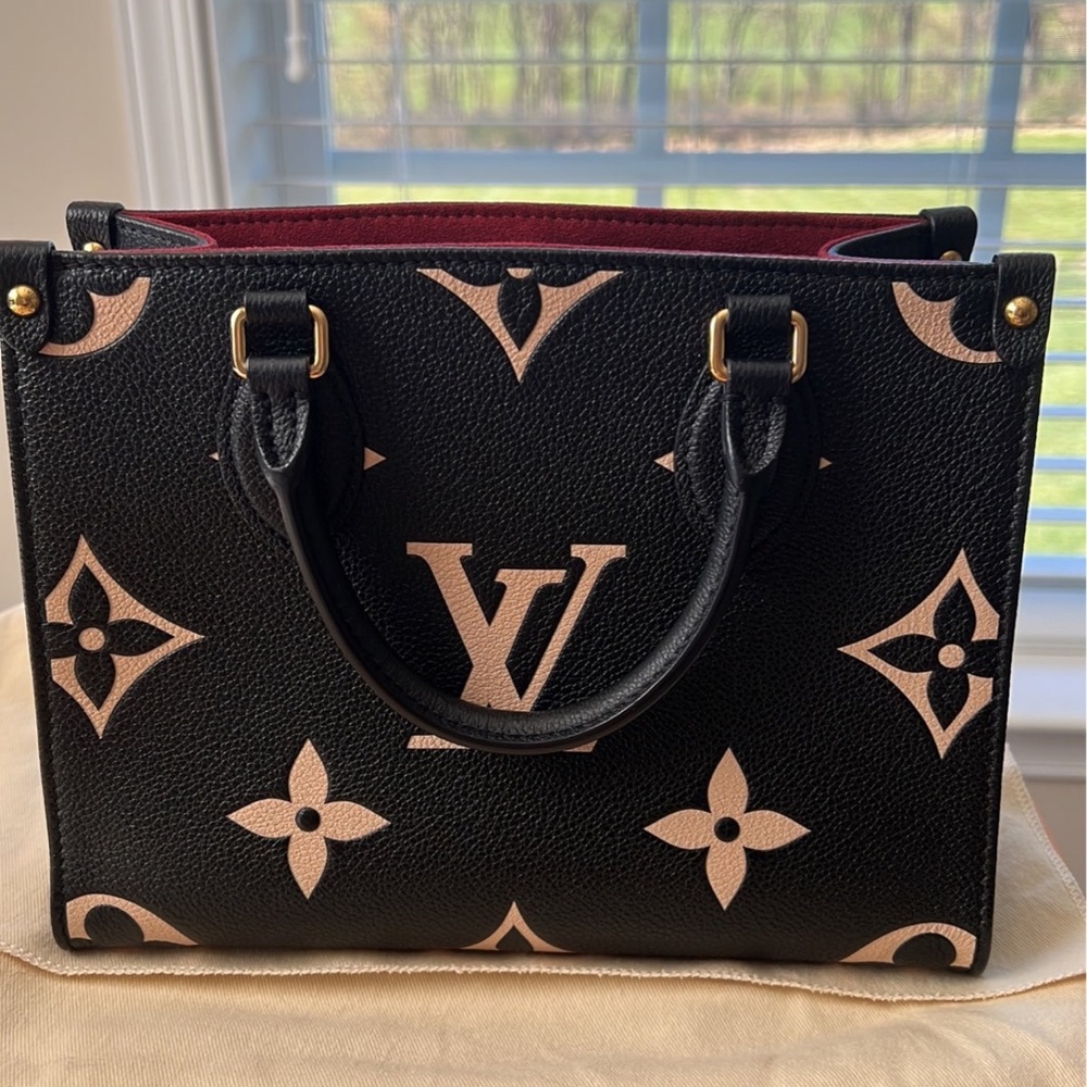 Louis Vuitton OnTheGo PM empreinte bicolor monogram black beige